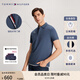 TOMMY HILFIGER【紳動POLO】夏季男裝絲光棉撞色門襟休閑短袖T恤POLO36033 深藍色C9T M （推薦：135-150斤）