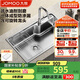 九牧（JOMOO）不銹鋼拉絲水槽大容量洗菜盆洗碗池大單槽龍頭套餐75*45 02277