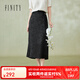 菲妮迪半身裙夏季新款簡(jiǎn)約黑色中長(zhǎng)款高腰A字裙子女 黑色 XL