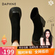 達(dá)芙妮（DAPHNE）短靴女絨面粗跟英倫風(fēng)高跟彈力靴秋冬新款品牌防護(hù)包頭單靴 黑色 單層 跟高8.5cm 36 (230mm)