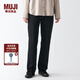 無印良品 MUJI 女式 牛仔 直筒褲 純棉全棉丹寧回潮 BEA27A2A 黑色 26inch(66cm)