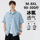 洛夫倫大碼冰絲薄款短袖襯衫男夏季新款胖子寬松休閑運動(dòng)工裝襯衣外套 淺藍色 7XL 適合255-275斤