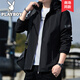 花花公子（PLAYBOY）外套男士夾克2025春秋季新款青年休閑夾克潮牌百搭男裝上衣服 黑色 XL