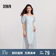 森馬連衣裙女一字肩修身方領(lǐng)長(zhǎng)裙夏清新碎花長(zhǎng)裙101324114018