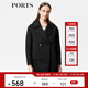 PORTS寶姿 秋冬新款女裝時(shí)尚拼接毛呢大衣外 毛呢大衣女LW9N088XCP012 黑色 M (6)