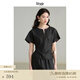 旅途原品（ltyp）襯衫女香云紗桑蠶絲襯衣100%蠶絲黑標(biāo)系列 小衫/氣球群秋 小衫-檀木黑-香云紗 M
