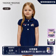 Teenie Weenie Kids小熊童裝25年夏新款女寶寶A版娃娃領(lǐng)連衣裙 藏青色 100 cm