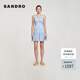 SANDRO【博主同款】2024夏季款女裝刺繡鏤空藍色吊帶連衣裙SFPRO03768 40/天藍色 38