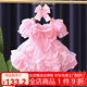 鸞雀翔一周歲寶寶衣服洛麗塔女童連衣裙夏季生日兒童公主蓬蓬裙周歲禮服 粉色洛麗塔[短袖] 90碼建議身高85-95年齡1-2歲