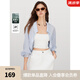 ELLE萊賽爾天絲長袖白襯衫女2025春季開衫設計感新款罩衫上衣 淺藍 M
