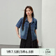 纖莉秀【藍(lán)海島嶼】復(fù)古港風(fēng)外搭牛仔外套大碼女裝胖mm2025夏新款1227 牛仔藍(lán) XL