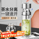 青蘋果茶水分離杯350ml 雙層玻璃一鍵開蓋泡茶杯 辦公車載送禮領(lǐng)導(dǎo)長輩