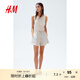 H&M休閑褲2025年秋季新款時尚舒適抽繩短褲1282566 奶油色/條紋 M 165/80