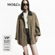 MO&Co.外套秋可拆皮領(lǐng)挺括中性獵裝夾克工裝口袋MBD3COT002 藤綠色 XS 155