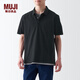 無印良品（MUJI）男式 水洗天竺編織 短袖POLO衫 休閑百搭 純棉全棉 ABE12A3S 黑色 M