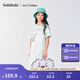 巴拉巴拉【miiiiichan IP】女童裙子兒童背帶裙2025夏牛仔假兩件 白色調(diào)00311 170