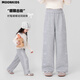 moonkids女童褲子春秋款闊腿褲洋氣兒童2025新款女寶運動(dòng)衛褲直筒大童秋裝 15157灰色闊腿褲 150 cm