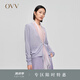 OVV2023秋冬新款女裝羊毛拼接漸變印花長(zhǎng)袖針織開(kāi)衫外套 淺紫鑲拼A3 S
