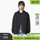 幻走（MOVEUP）2024冬季新款.FUN系列翻領(lǐng)羅紋弧形下擺中長(zhǎng)款棉外套女 夜黑 M