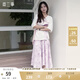 兩三事輕靈蝶夢 2025春季新款甜美印花不規(guī)則高腰半身裙長裙 粉花色 S