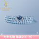 優(yōu)格麗天然巴西海藍寶手串多圈S925銀天然淡水珍珠手鏈女 三圈珠子6mm