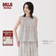 無(wú)印良品（MUJI）女式雕版印染無(wú)袖罩衫上衣女款背心坎肩女裝25年夏季純棉 灰色圖案 M （160/84A）