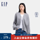 Gap女裝純羊毛V領針織衫經典簡約氣質百搭開衫638266 灰色 165/84A(M) 亞洲尺碼