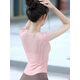 雙秀瑜伽服上衣女絕美顯瘦高彈透氣速干修身運動(dòng)短袖2026新款普拉提 淺粉上衣 L 115-125