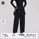 播黑色休閑褲女秋冬新款設(shè)計(jì)感復(fù)古寬松直筒背帶褲DDQ4KD5409 K40黑色 S