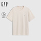 GAP男女裝2025夏季新款小熊刺繡吸濕速干短袖T恤寬松上衣727518 米色 L (175/96A) 亞洲尺碼