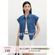 迪賽尼斯（DESIGNICE）2025年夏季新款通勤氣質(zhì)復(fù)古純棉襯衫無(wú)袖牛仔短外套女 牛仔藍(lán) M
