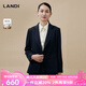 藍(lán)地（LANDI）斜門襟設(shè)計(jì)感修身西服外套女西裝通勤秋冬新品 藏藍(lán)色 XL
