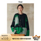 旅途原品（ltyp）羊毛馬海毛幾何撞色提花毛衣/開衫寬松針織衫女夏季 套頭毛衣-幻彩綠(預(yù)計(jì)7-10天) S