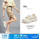 駱駝（CAMEL）瑪麗厚底增高魔術(shù)貼防撞休閑女涼鞋 X24B09L7007 米色 38