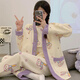 秋冬款三件套加厚空氣棉孕婦睡衣哺乳可外穿產(chǎn)后可調(diào)節(jié)家居 空氣棉：8113蝴蝶紫兔【三件套】 2XL 【建議150-170斤穿】