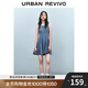 UR2025春季新款女裝撞色蕾絲蝴蝶結(jié)無袖牛仔連衣裙UYY850056 藍(lán)色 S