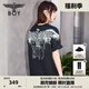 BOY LONDON【白羽入夜】春夏情侶款潮牌朋克時(shí)尚紫外線光變短袖T恤N01914 黑印藍(lán) （天空藍(lán)色光變印花） XS