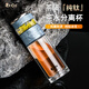 點(diǎn)盛純鈦茶水雙層玻璃杯男女士茶水分離泡茶杯2025新款耐高溫水杯泡茶 禮盒包裝-鈦晶藍(lán)400ml送杯套杯刷