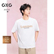 GXG男裝265g重磅字母繡花圓領(lǐng)短袖T恤涼感索羅娜24年夏白色M