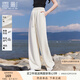 香影【伊士曼二醋酸】米白天絲棉長(cháng)褲女2025夏裝新款闊腿直筒褲子 米白 M 160/84A/95-110斤