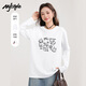 MJ STYLE純棉長袖T恤女2025春秋季新款簡約小個子學(xué)院風(fēng)圓領(lǐng)百搭打底衫