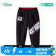 迪士尼寶寶（Disney Baby）迪士尼童裝男童休閑褲米奇字母印花長褲撞色兒童褲子 黑色 6歲/身高130cm