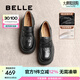 百麗（Belle）歡樂奏jk樂福鞋2025春新商場同款真皮百搭休閑鞋D2P1DAA5 黑色 37 (235mm)
