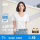 森馬（Semir）短袖t恤女涼感抗菌正肩修身2025夏顯瘦V領(lǐng)白色打底衫109325100002