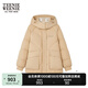 Teenie Weenie小熊女裝簡約風連帽羽絨服女冬季拼接時尚大口袋外套 卡其色 M (165)