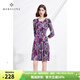 MORELINEMORELINE沐蘭商場(chǎng)同款重工刺繡法式連衣裙女2023秋新款中長(zhǎng)裙 克紫花 2XL 44