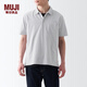 無印良品（MUJI）男式 水洗天竺編織 短袖POLO衫 休閑百搭 純棉全棉 ABE12A3S 淺灰色 XXL