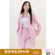 獨束大碼女裝花邊襯衫休閑短褲套裝2025夏裝清新雙色襯衣時尚套裝 芭蕾粉-上衣 L （尺碼：2）