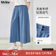 MsShe【天絲涼涼牛仔裙褲】大碼女裝2025夏季胖mm顯瘦九分闊腿褲 牛仔淺藍(lán)色現(xiàn)貨 偏大半個(gè)碼 2XL