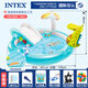 INTEX嬰兒童充氣游泳池家庭大號海洋球池沙池家用寶寶噴水戲水池室內(nèi) 鱷魚滑梯201*107CM+(6重禮)